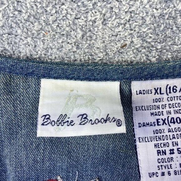 Vintage Bobbie Brooks Denim Vest size XL 16/18 School Unique Folk Art Craftcore - Picture 3 of 9